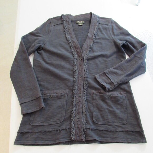Eddie Bauer 100% Cotton Grey Cardigan Large - Picture 10 of 16
